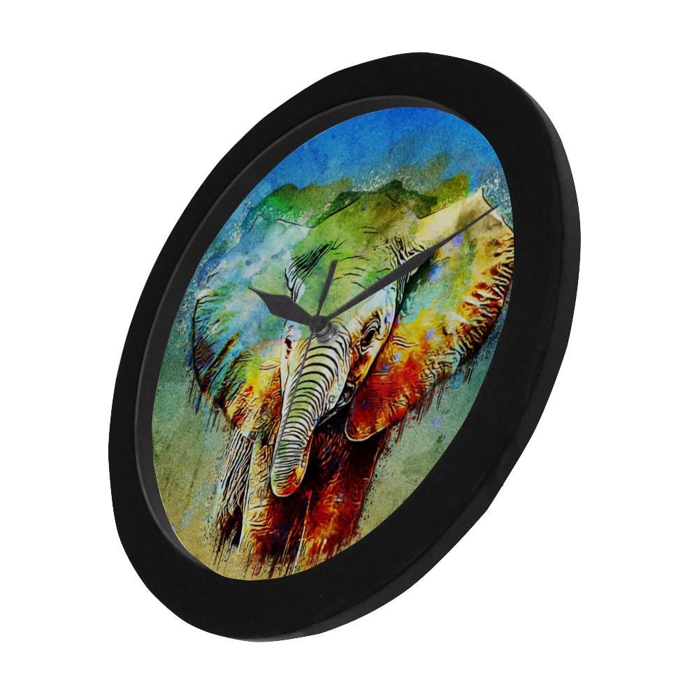 watercolor elephant Circular Plastic Wall clock