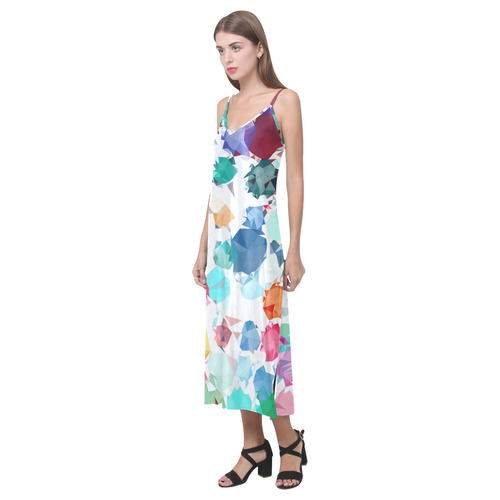 Colorful Diamonds Dream V-Neck Open Fork Long Dress(Model D18)