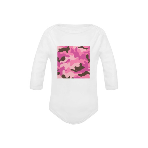 Dear baby, here is art - designers edition for you! NEW ARTISTIC PINK AND WHITE COLLECTION 2016 Baby Powder Organic Long Sleeve One Piece (Model T27)