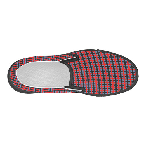 RED CHECKER Women's Slip-on Canvas Shoes (Model 019)