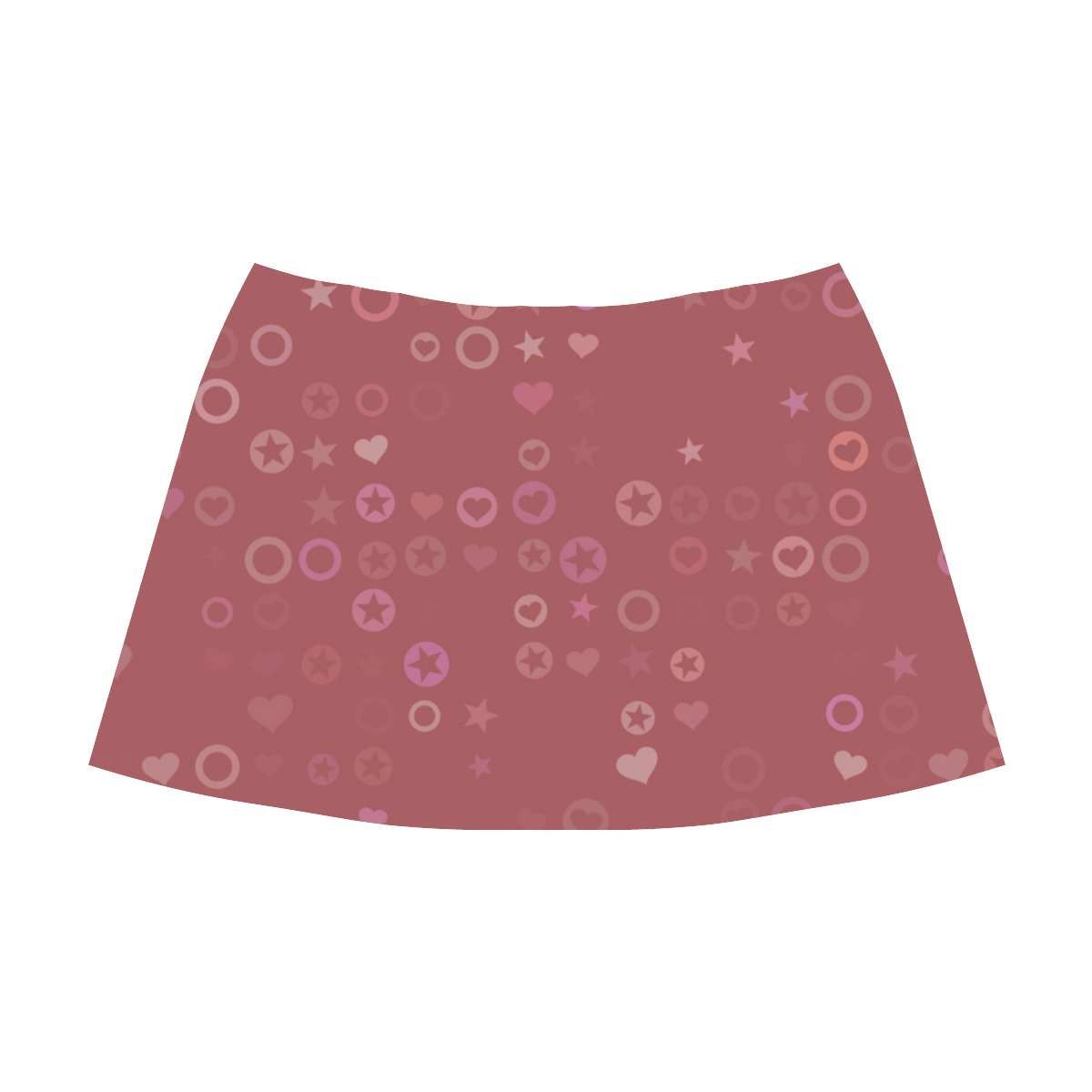 hearts and stars pink Mnemosyne Women's Crepe Skirt (Model D16)