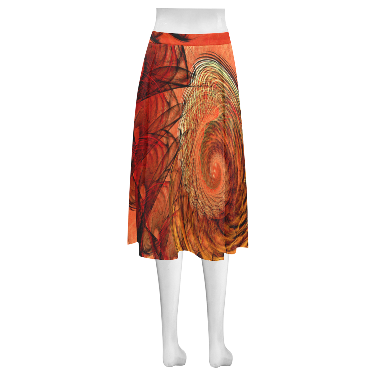 Nautilus Shell Abstract Fractal Mnemosyne Women's Crepe Skirt (Model D16)