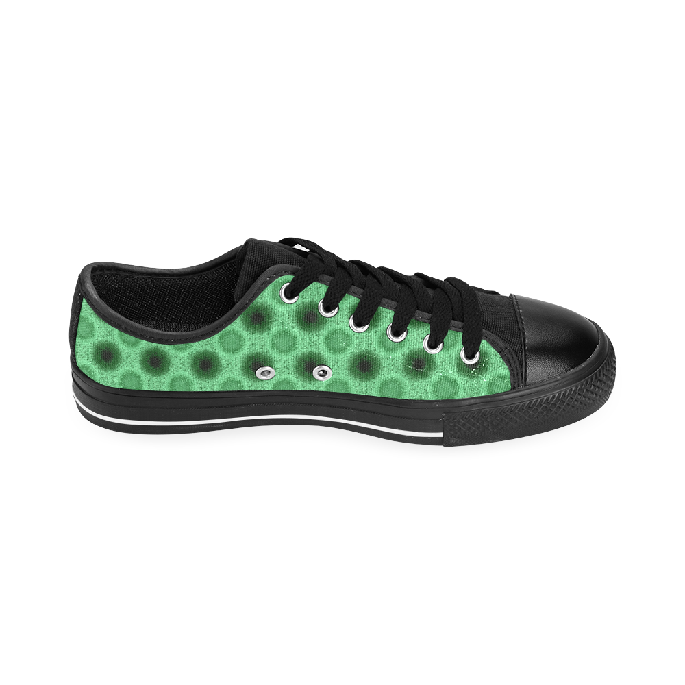 Metallic Green Polka Dots Abstract Men's Classic Canvas Shoes/Large Size (Model 018)