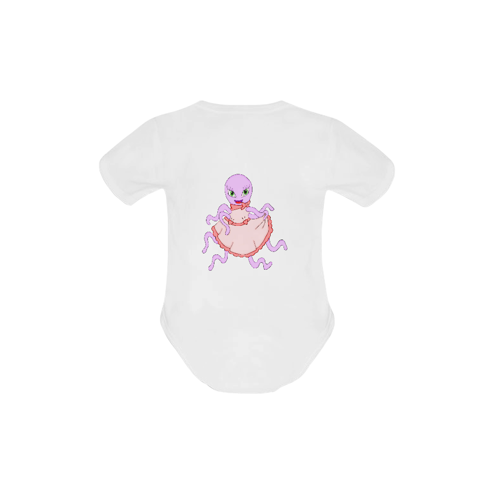 Octavia Octopus White Baby Powder Organic Short Sleeve One Piece (Model T28)