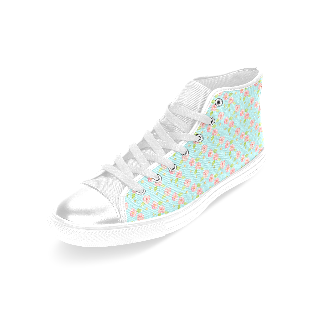Rose flower floral - Cute watercolor pattern Women's Classic High Top Canvas Shoes (Model 017)