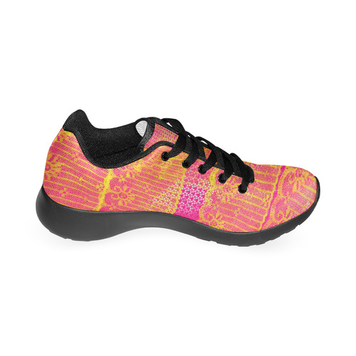 Yellow and Magenta Lace Texture Women’s Running Shoes (Model 020)