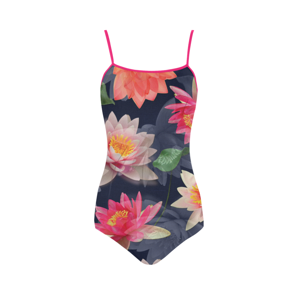 Lotus Flower Pattern-2 Strap Swimsuit ( Model S05)