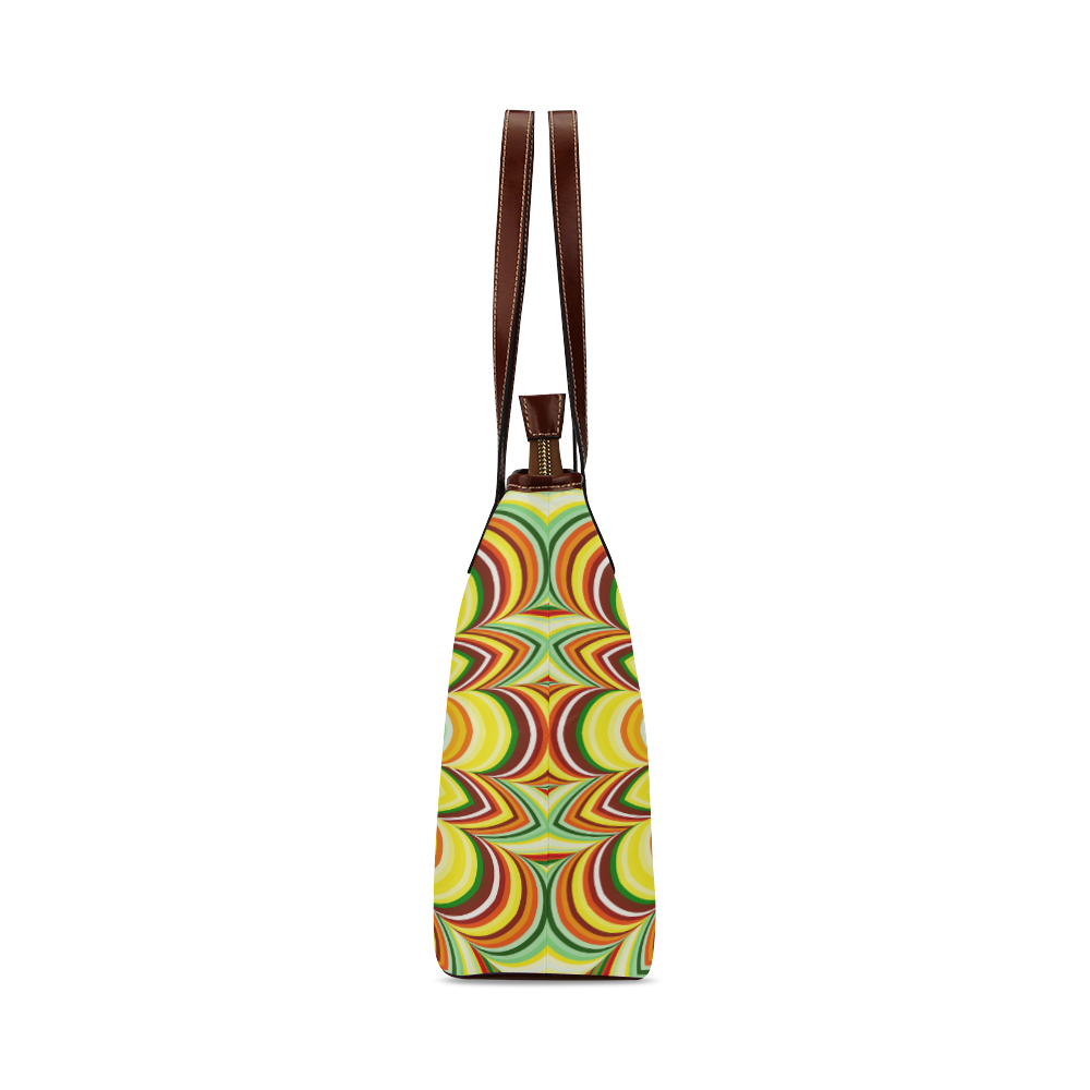 Colorful flower striped mandala Shoulder Tote Bag (Model 1646)