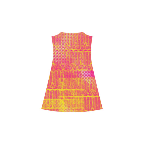 Yellow and Magenta Lace Texture Alcestis Slip Dress (Model D05)