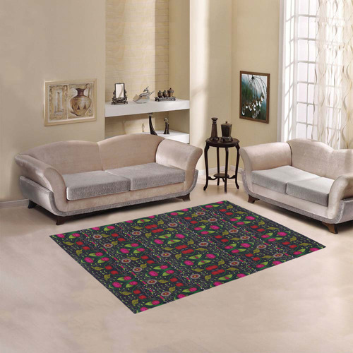 Roses and green leaf Area Rug 5'3''x4'