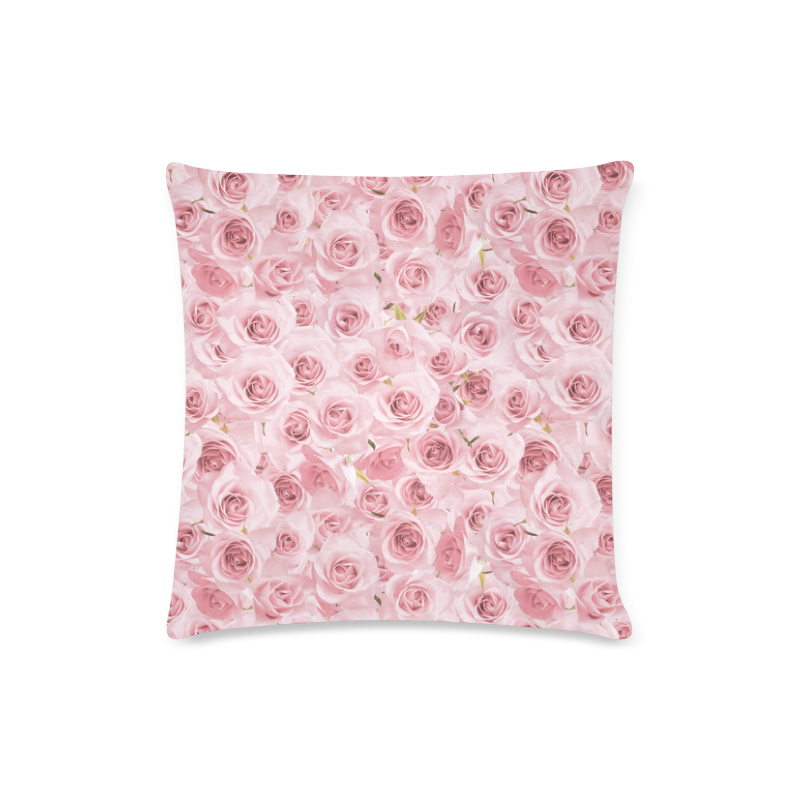 Rose roses floral flowers- Pink pattern Custom Zippered Pillow Case 16"x16"(Twin Sides)