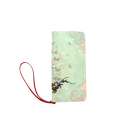 Flower power on soft green background Women's Clutch Wallet (Model 1637)