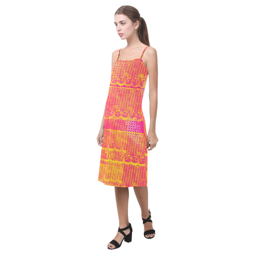 Yellow and Magenta Lace Texture Alcestis Slip Dress (Model D05)