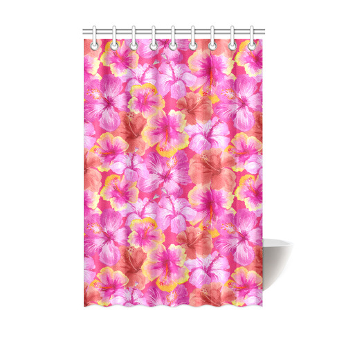 Hibiscus floral flowers flower-Cute pink pattern Shower Curtain 48"x72"