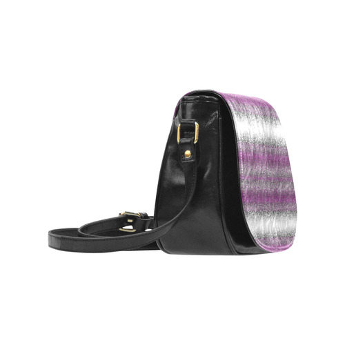 Purple Pink and White Metallic Horizontal Stripes Classic Saddle Bag/Small (Model 1648)