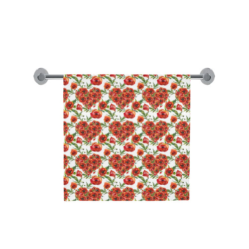 Poppies Poppy flowers floral hearts pattern Bath Towel 30"x56"