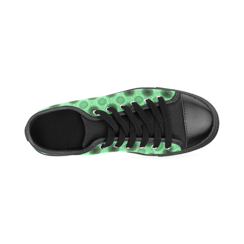Metallic Green Polka Dots Abstract Men's Classic Canvas Shoes/Large Size (Model 018)