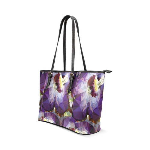 Purple Abstract Geometric Dream Leather Tote Bag/Large (Model 1640)