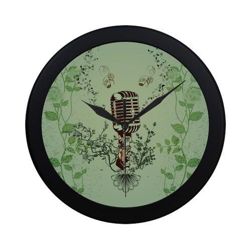 Music, microphone Circular Plastic Wall clock