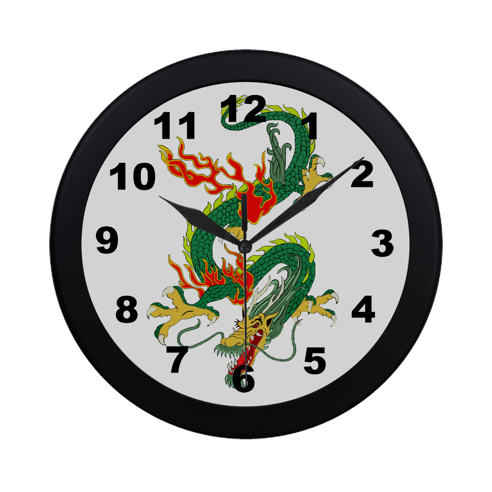 Chinese Dragon Fantasy Green Circular Plastic Wall clock