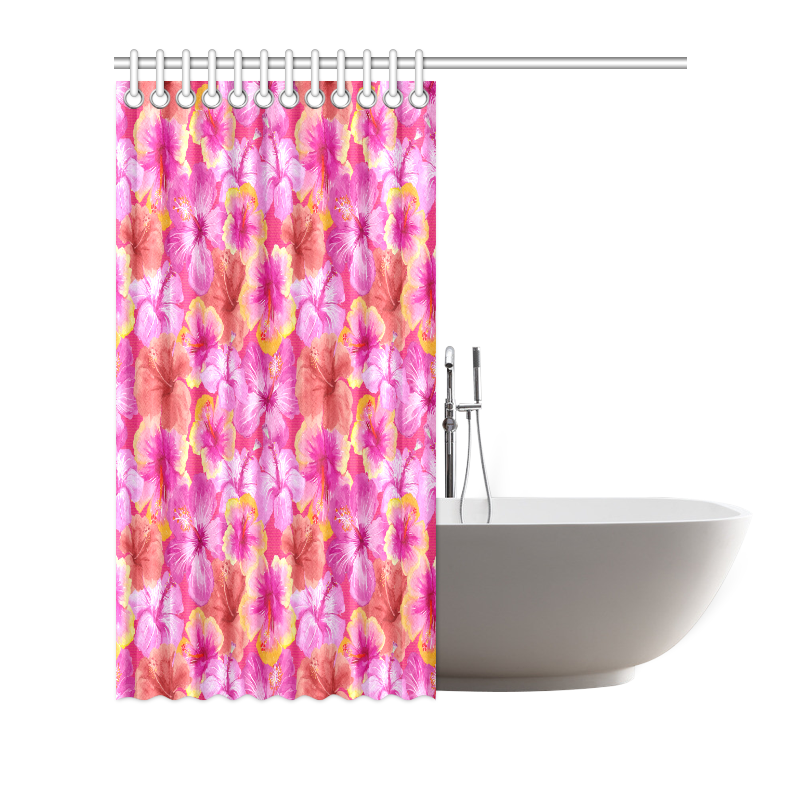8Hibiscus floral flowers flower-Cute pink pattern500 Shower Curtain 72"x72"