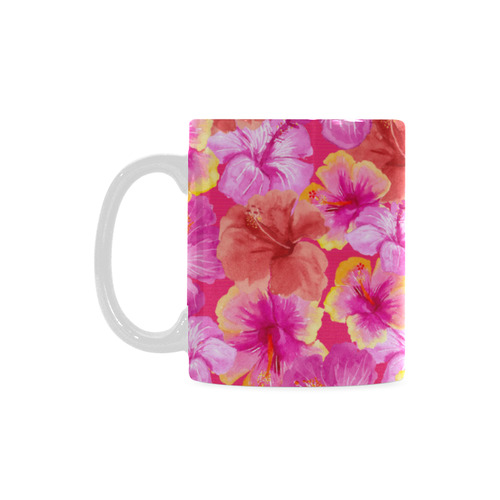 Hibiscus floral flowers flower-Cute pink pattern White Mug(11OZ)