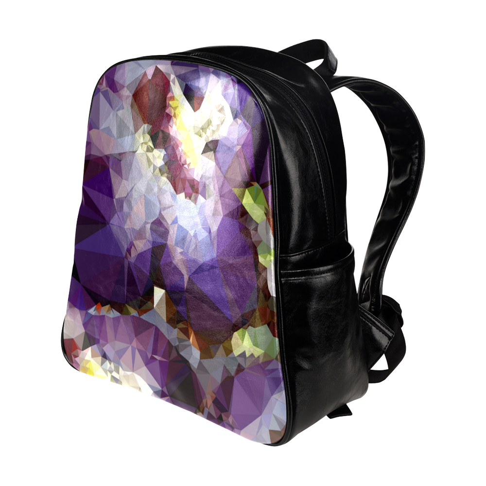 Purple Abstract Geometric Dream Multi-Pockets Backpack (Model 1636)