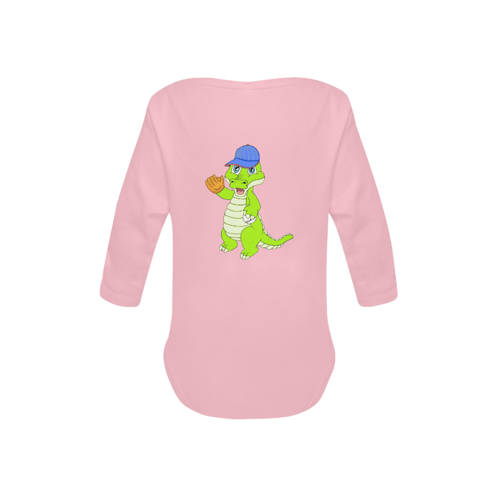 Baseball Gator Pink Baby Powder Organic Long Sleeve One Piece (Model T27)