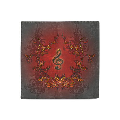 Music, clef and red floral elements Women's Leather Wallet (Model 1611)