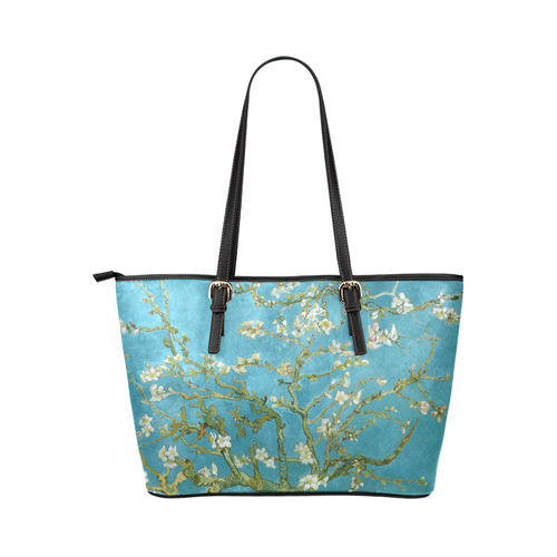 Vincent Van Gogh Blossoming Almond Tree Leather Tote Bag/Large (Model 1651)