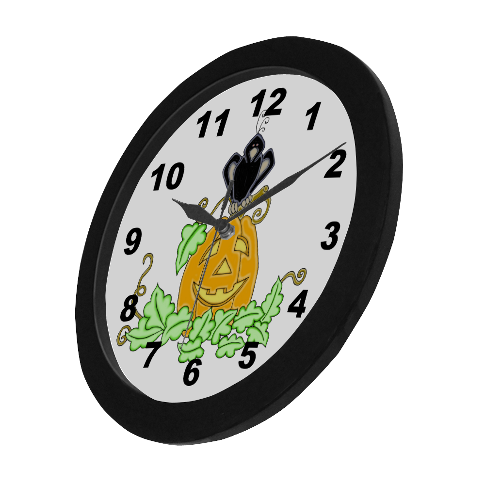 Halloween Crow And Pumpkin Circular Plastic Wall clock