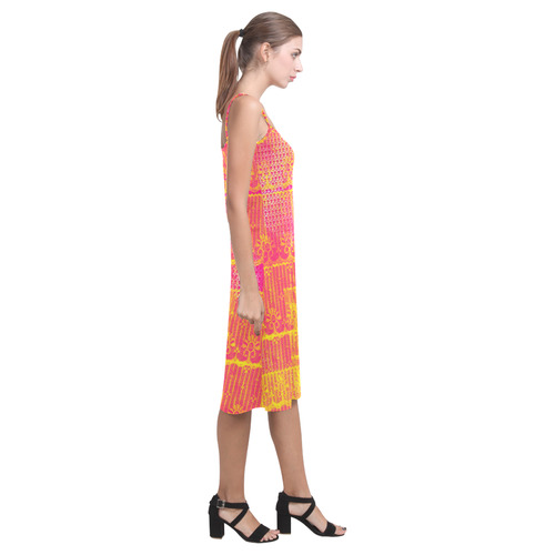 Yellow and Magenta Lace Texture Alcestis Slip Dress (Model D05)