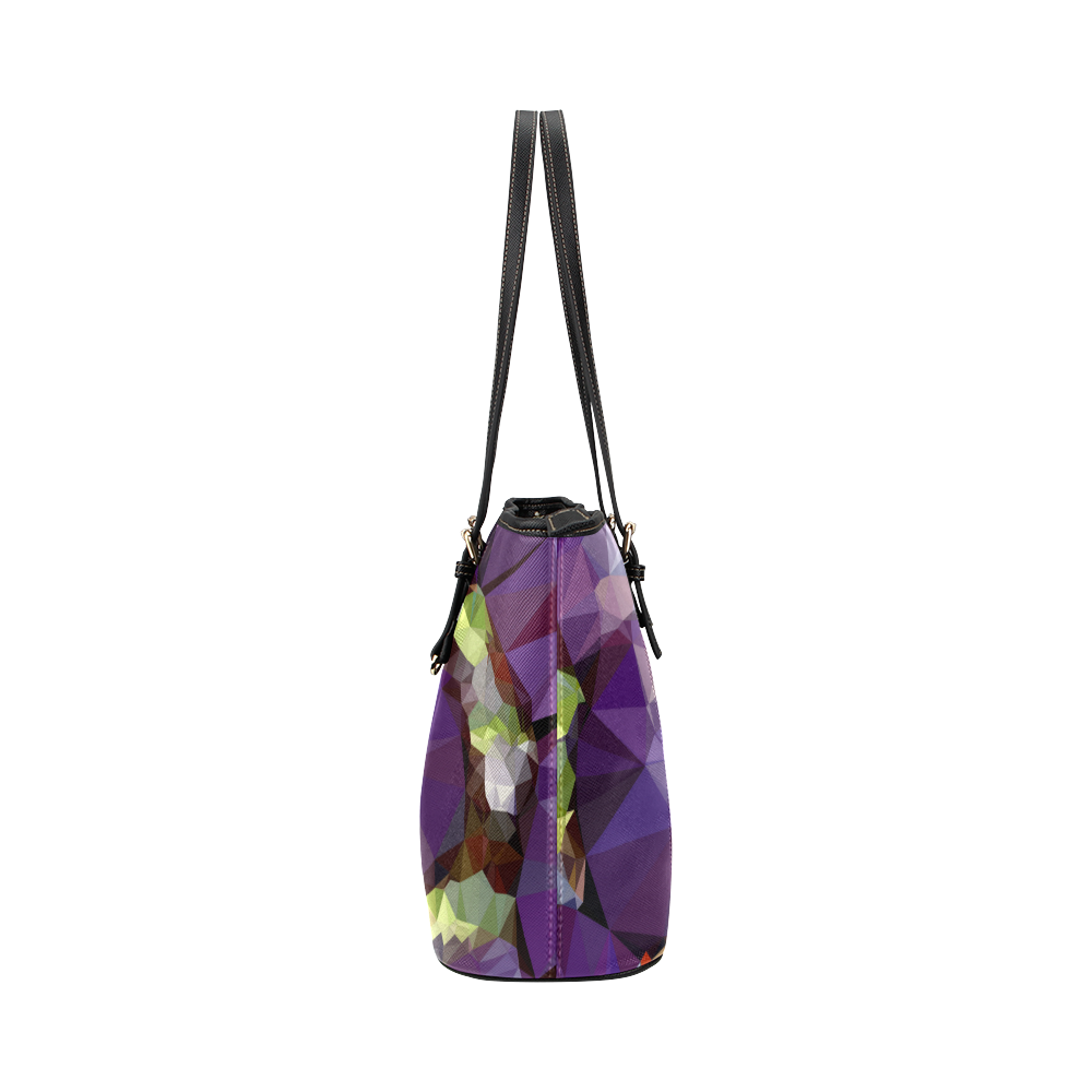 Purple Abstract Geometric Dream Leather Tote Bag/Large (Model 1651)