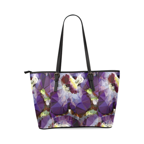 Purple Abstract Geometric Dream Leather Tote Bag/Large (Model 1640)