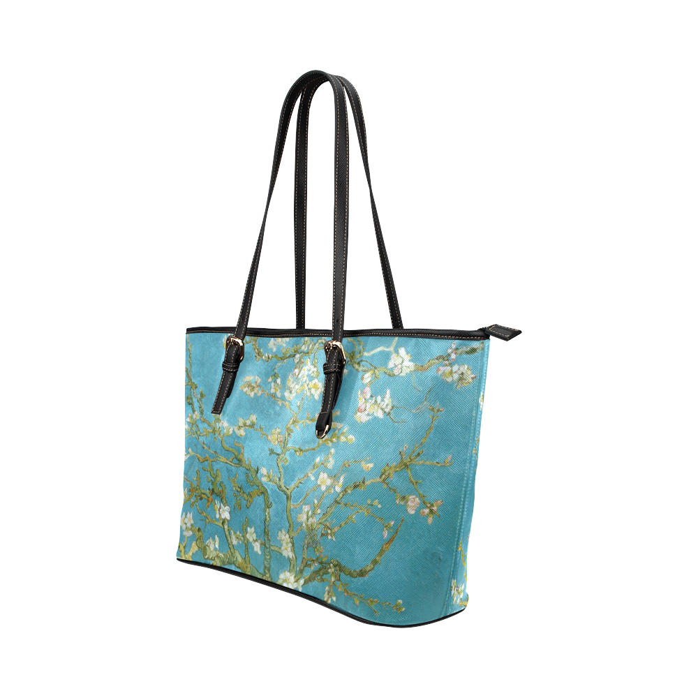 Vincent Van Gogh Blossoming Almond Tree Leather Tote Bag/Large (Model 1651)
