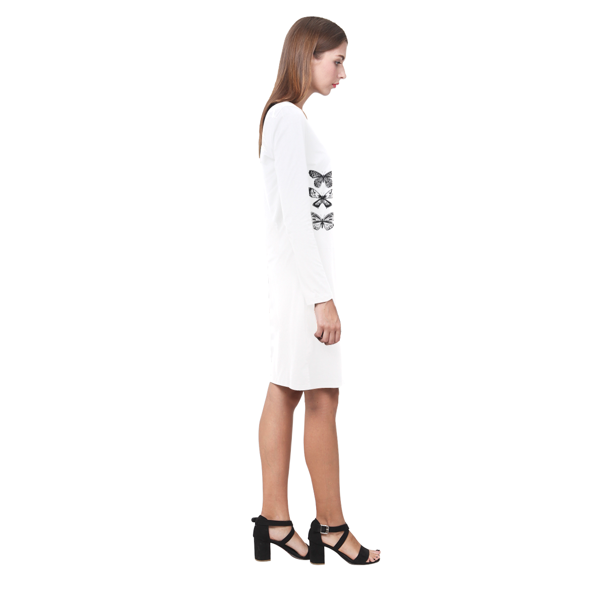 Black and White BUTTERFLY designers Fashion edition 2016 : Black and White Demeter Long Sleeve Nightdress (Model D03)