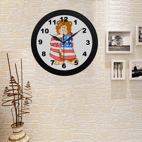 Patriotic Flag Bear Circular Plastic Wall clock