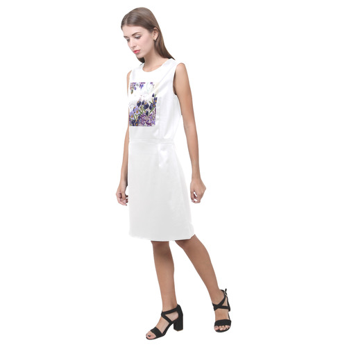 From Collection Magical and Mystical 2016. Fashion Dress in white and purple style. Perfect look. De Eos Women's Sleeveless Dress (Model D01)