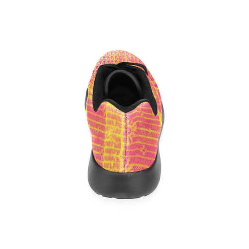 Yellow and Magenta Lace Texture Women’s Running Shoes (Model 020)