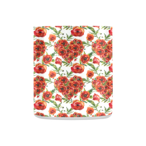 Poppies Poppy flowers floral hearts pattern Classic Insulated Mug(10.3OZ)