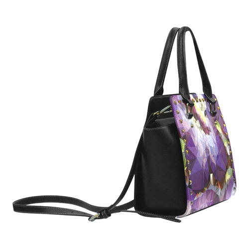 Purple Abstract Geometric Dream Rivet Shoulder Handbag (Model 1645)