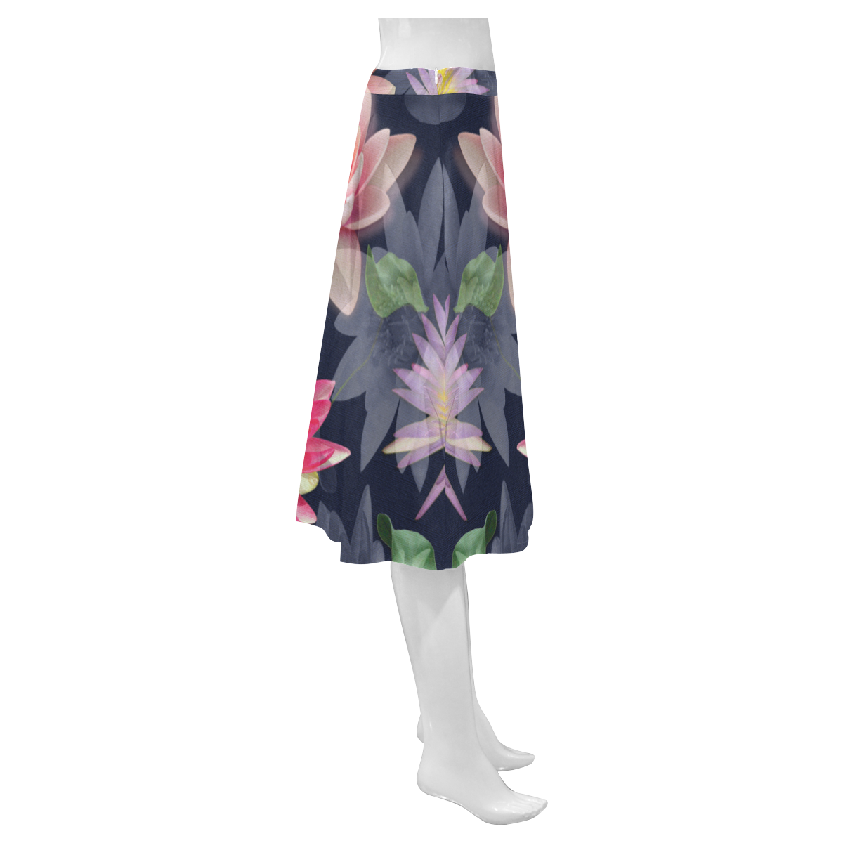 Lotus Flower Pattern-2 Mnemosyne Women's Crepe Skirt (Model D16)