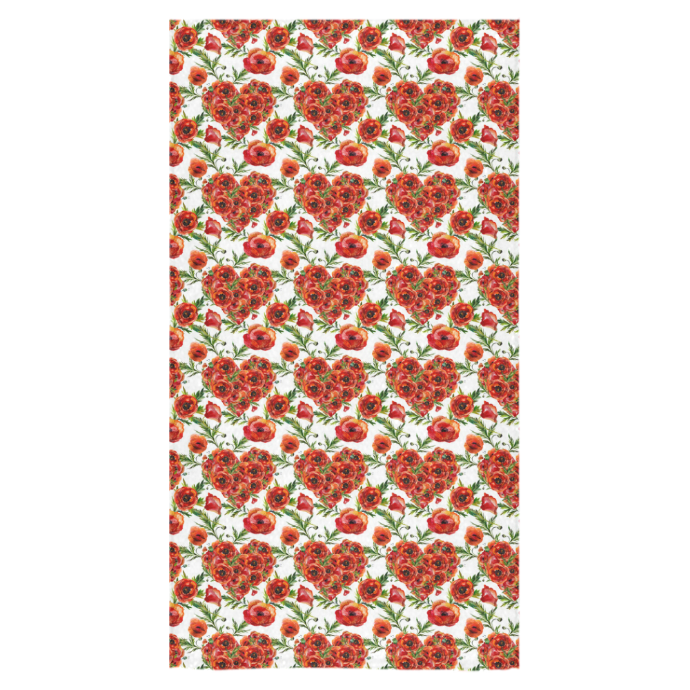 Poppies Poppy flowers floral hearts pattern Bath Towel 30"x56"