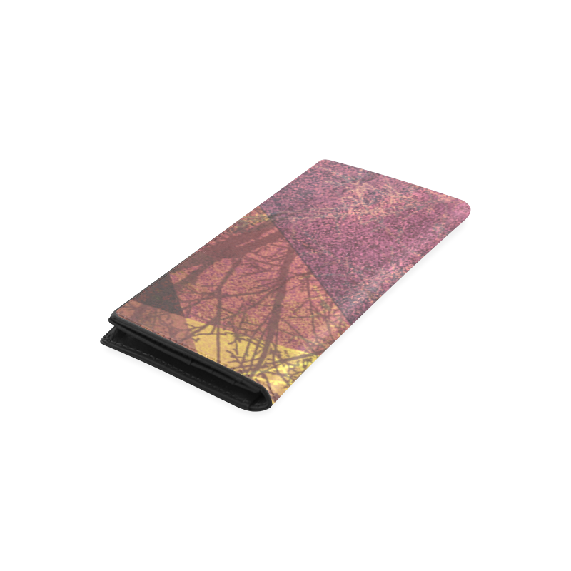 Pink Maroon Purple PATTERN GARDEN NO5L-W3_ Women's Leather Wallet (Model 1611)