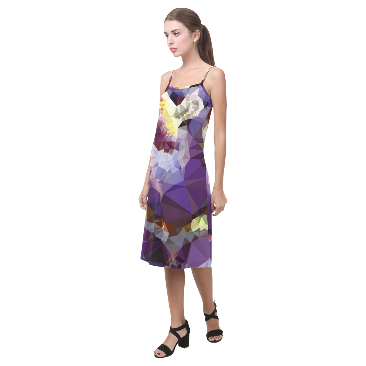 Purple Abstract Geometric Dream Alcestis Slip Dress (Model D05)
