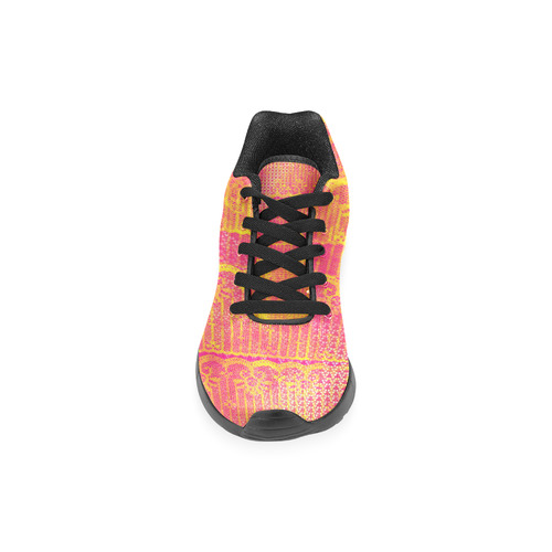 Yellow and Magenta Lace Texture Women’s Running Shoes (Model 020)