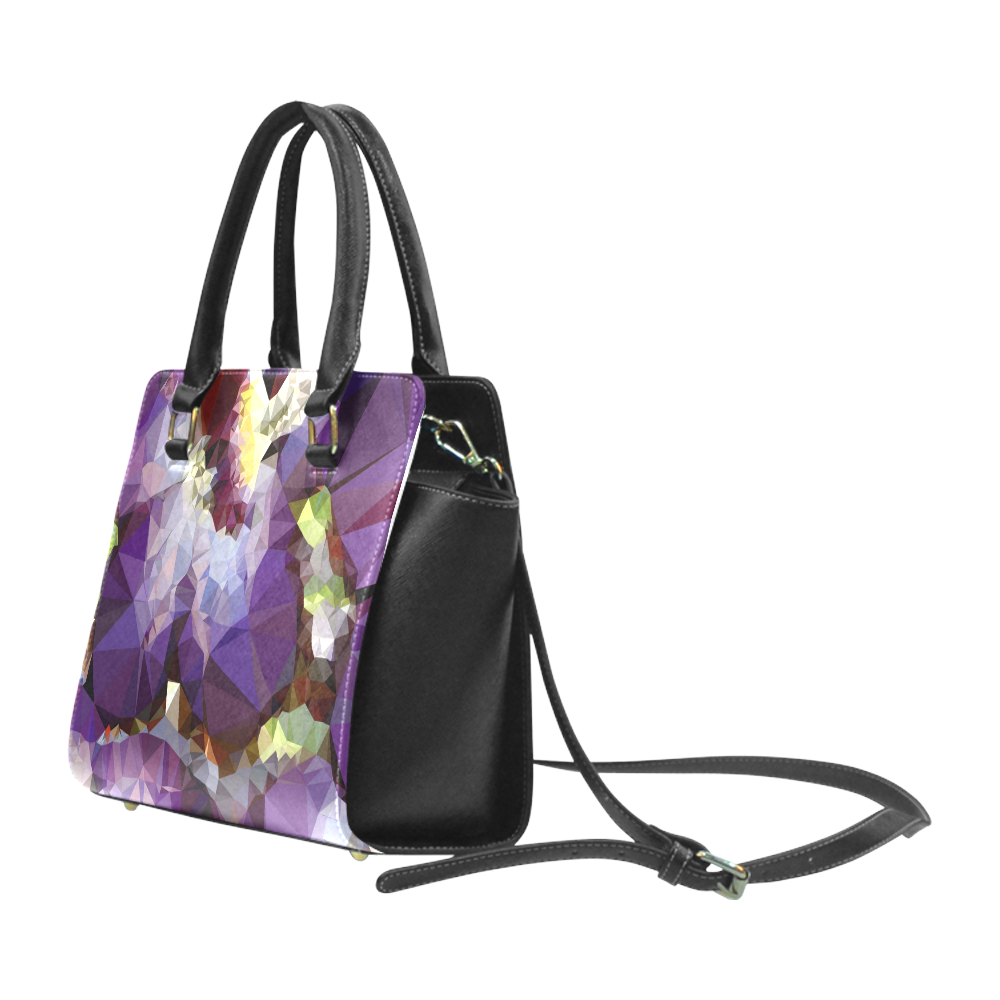 Purple Abstract Geometric Dream Rivet Shoulder Handbag (Model 1645)