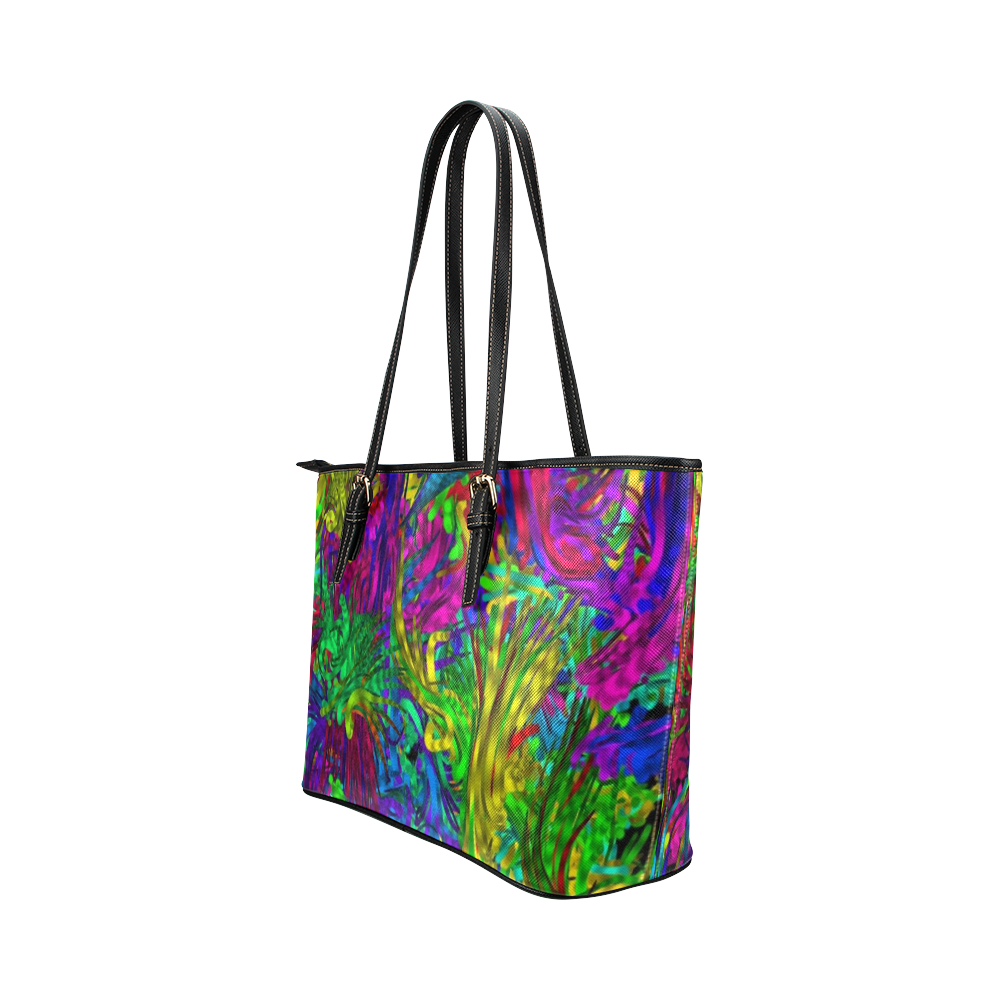 hot liquid abstract plastic A Leather Tote Bag/Large (Model 1651)