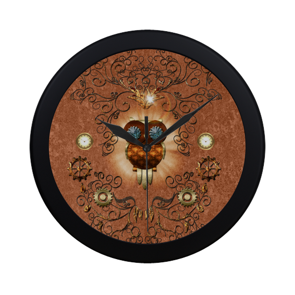 Steampunk, cute owl Circular Plastic Wall clock