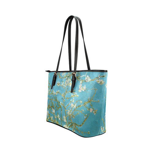 Vincent Van Gogh Blossoming Almond Tree Leather Tote Bag/Small (Model 1651)